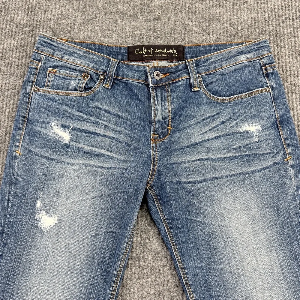 Cult Of Individuality Jeans Mens 32x28 Blue Medium Wash Distressed Stretch Denim